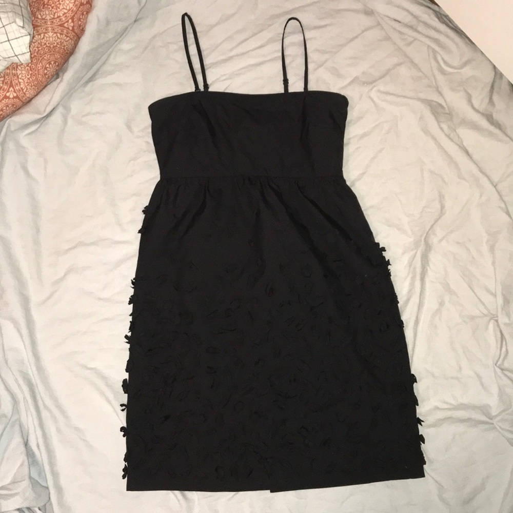 DKNY spaghetti strap dress, flower embellishments